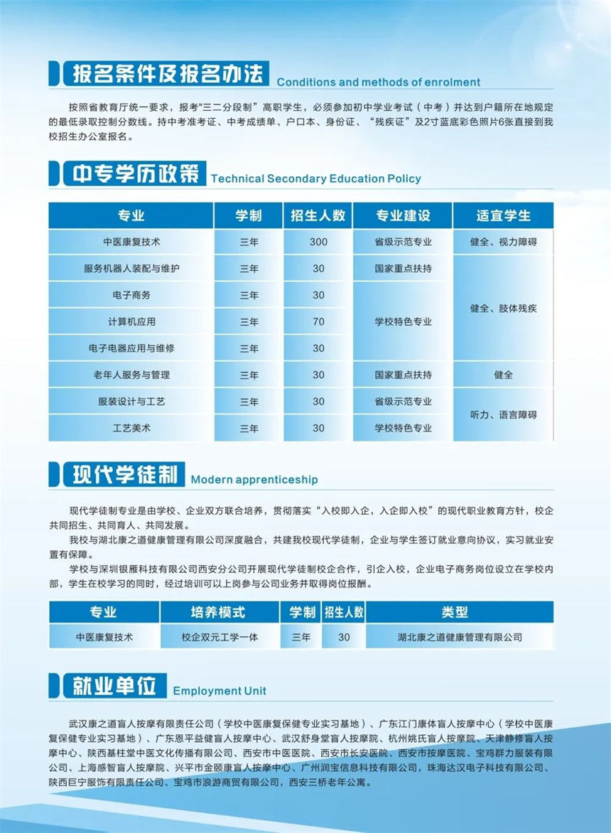 陕西省自强中等专业学校2022年招生简章